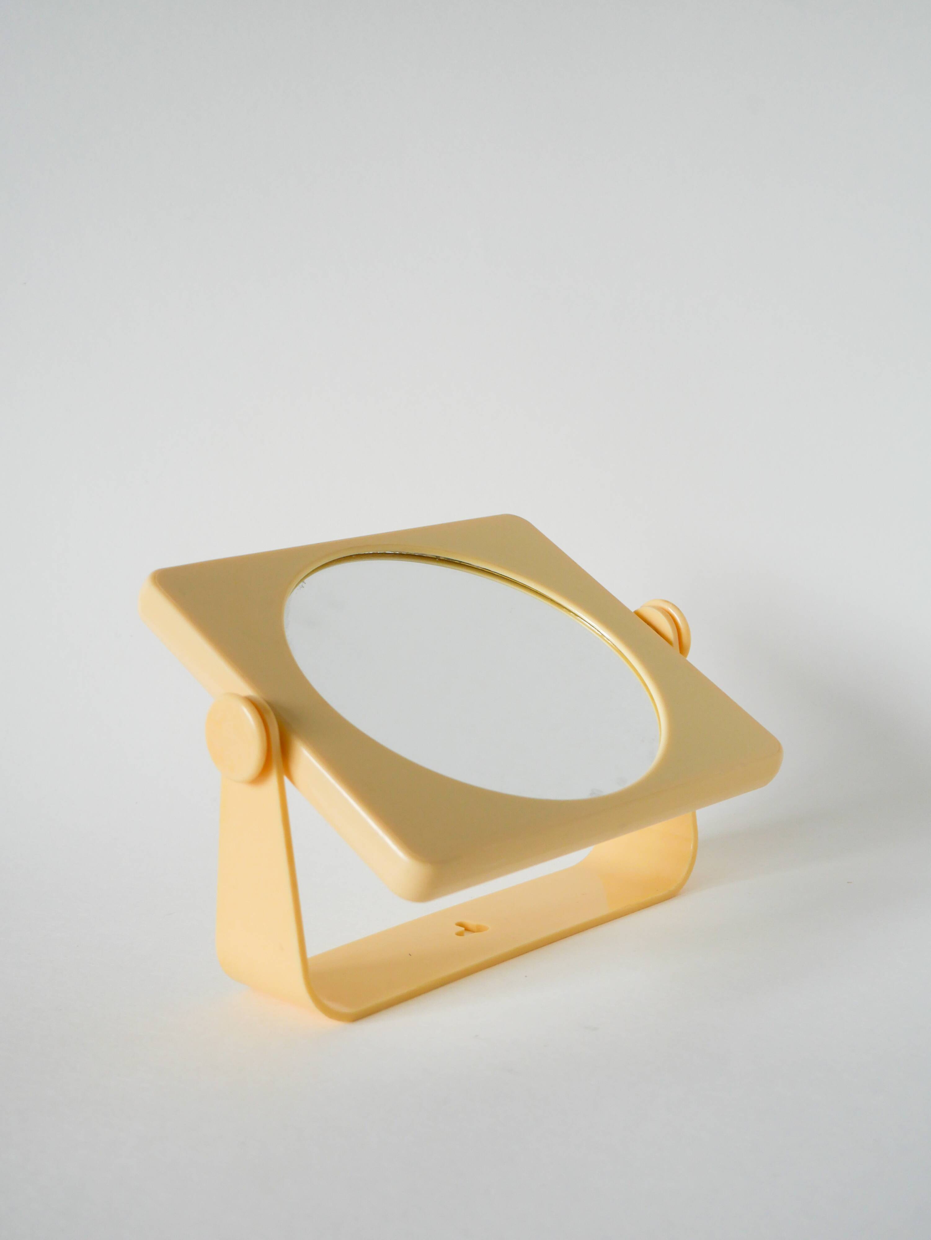 Small cream plastic bathroom mirror to attach, 1970s
