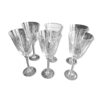 Lot de 6 verres à vin forme tulipe en verre voluté