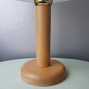 Vintage wooden table lamp with 1980 glass lampshade