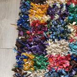 Vintage 1970s Boucherouite Moroccan Berber Square Rug - 190 x 120 cm