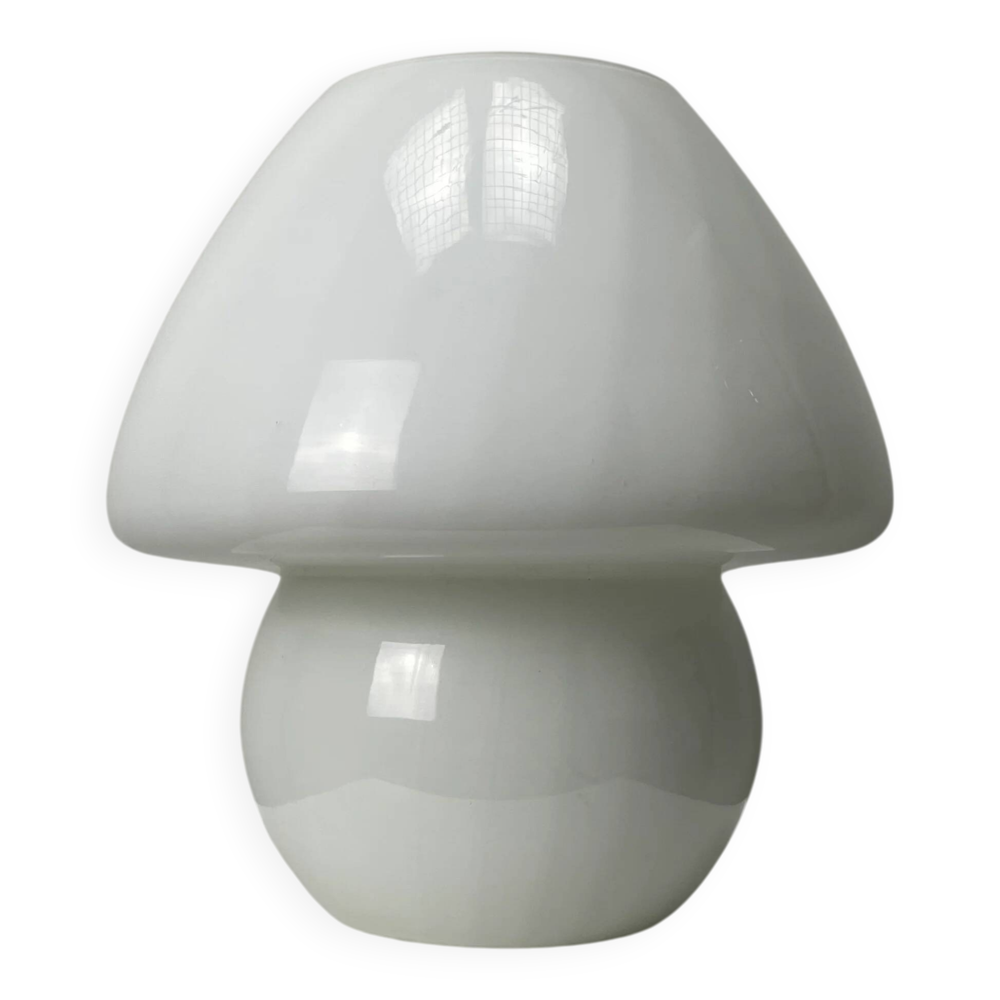 1970s white glass mushroom table lamp
