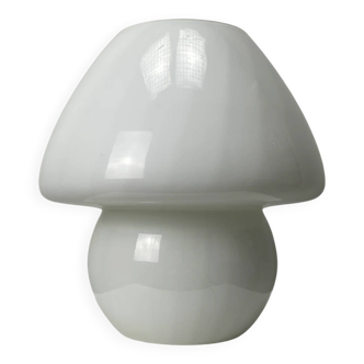 1970s white glass mushroom table lamp
