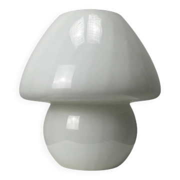 Lampe de table champignon en verre blanc des années 1970