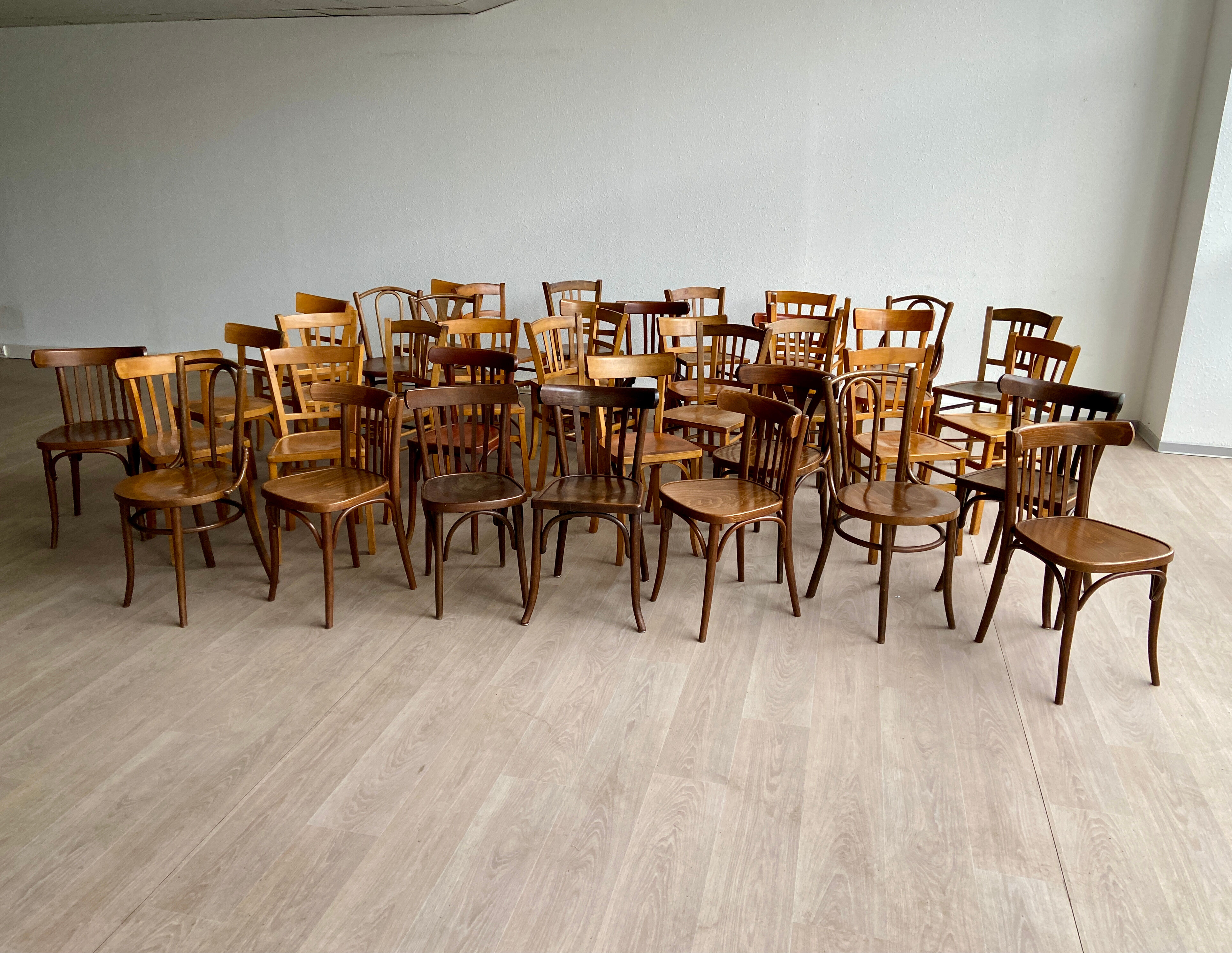 50 vintage restaurant café chairs mismatched curved wood from the 50s-60s