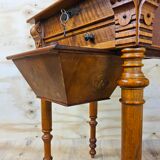 Antique walnut sewing table (19th century) Biedermeier side table