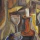 Nature morte cubiste signée - Huile sur panneau