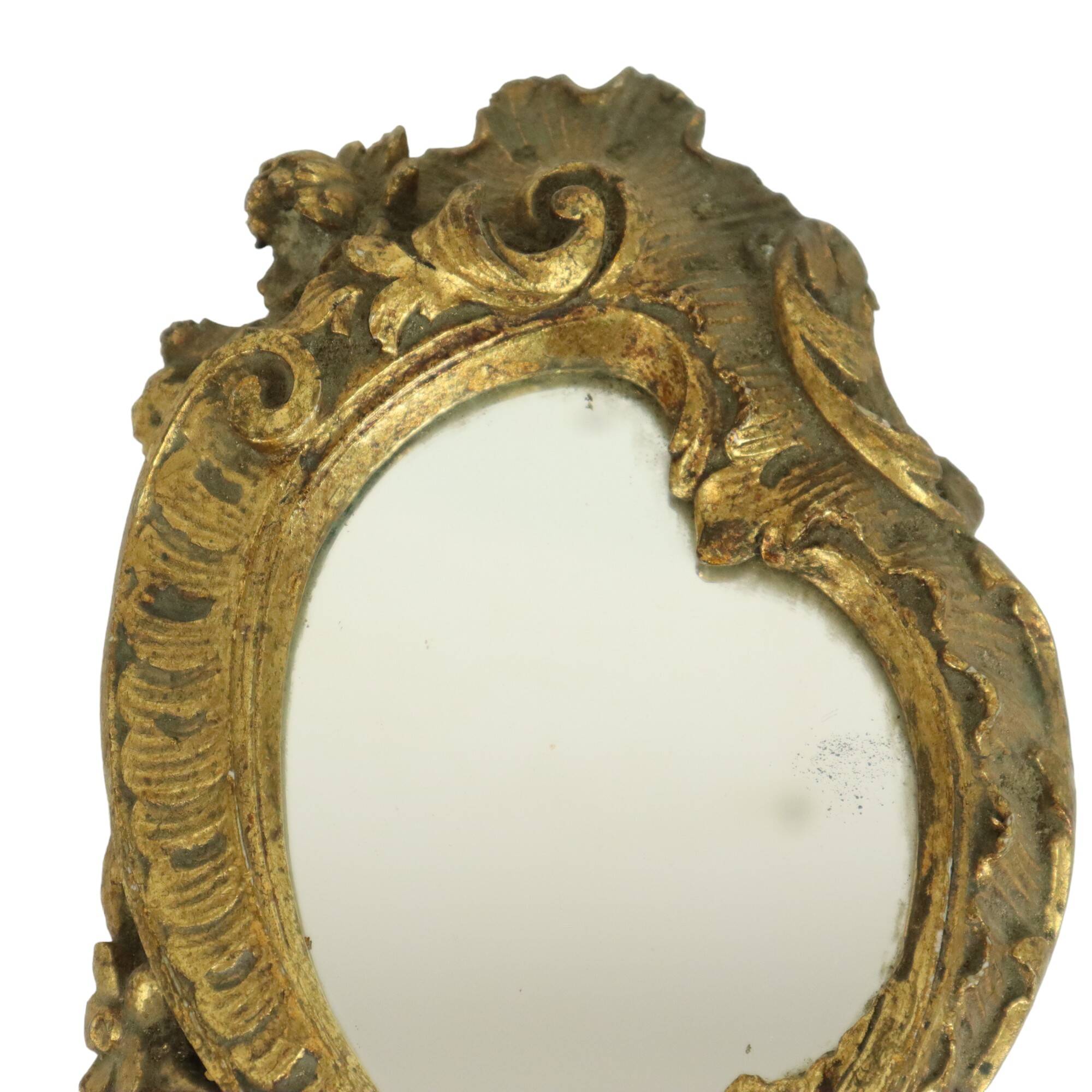 Old Gold Hand Mirror Make Up Mirror Classic Baroque Style