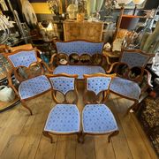 Salon Art Nouveau complet, 1 canapé + 2 fauteuils + 2 chaises, ca 1900