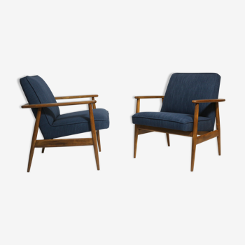 Fauteuils par M. Zieliński années 60 tissu bleu