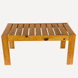 Scandinavian slatted pine coffee nesting table bench with stools or side tables, 1970s