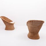 1970’s Vintage Danish design wicker lounge chairs