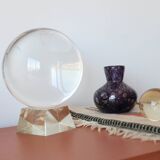 Petit vase en verre bullé et soufflé violet