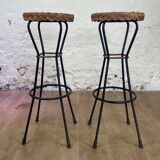 Metal and wicker bar stools