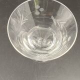 Glassware and bottle set in chiseled glass with flower motif