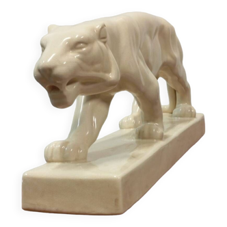 Large cracked ceramic panther art deco model