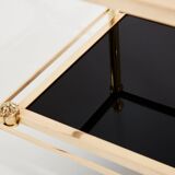 style Maison Jansen paire de tables d’appoint laiton verre opalin 1970