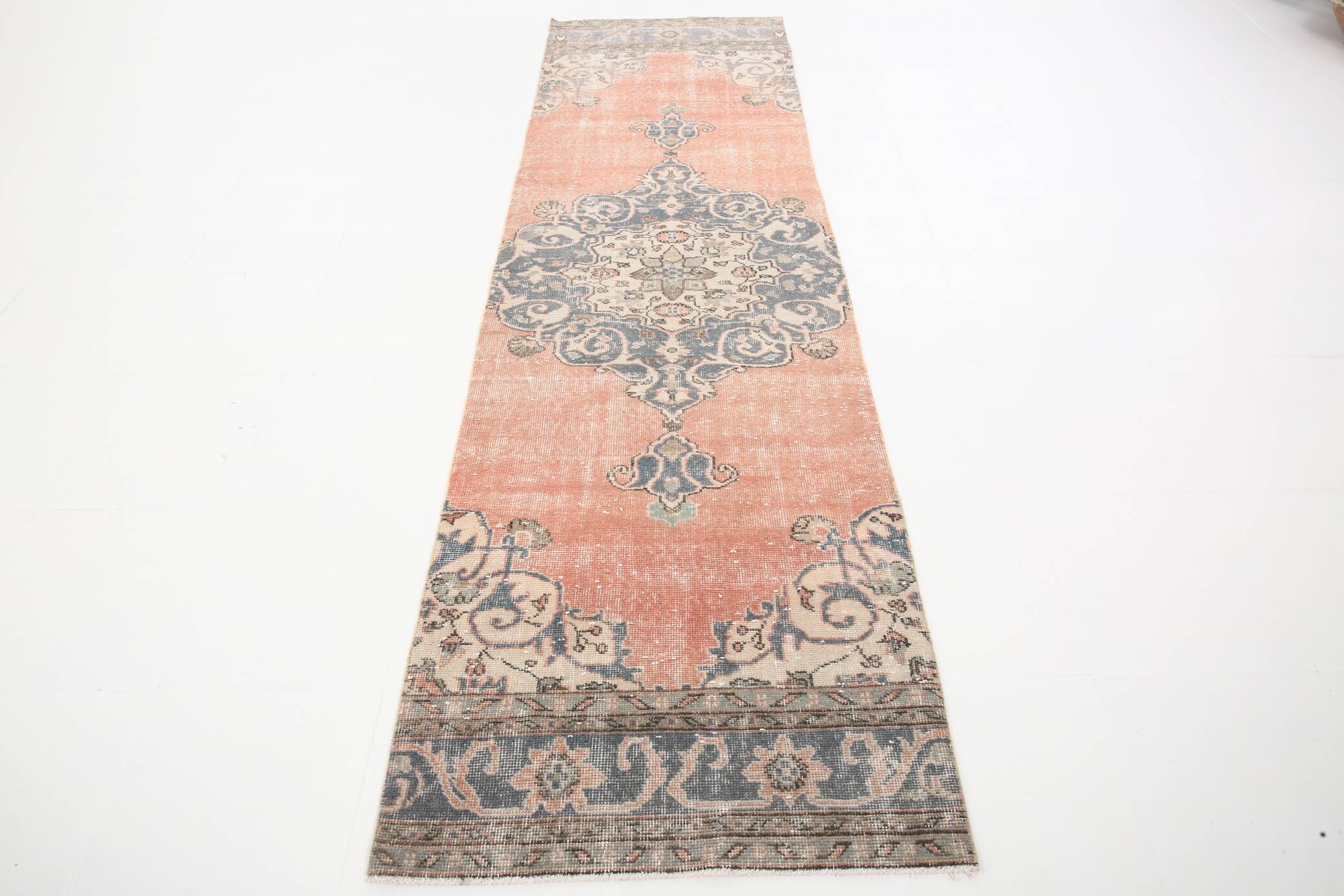 3X10 Pale Red Oriental Turkish Vintage Runner Rug, 91x315Cm