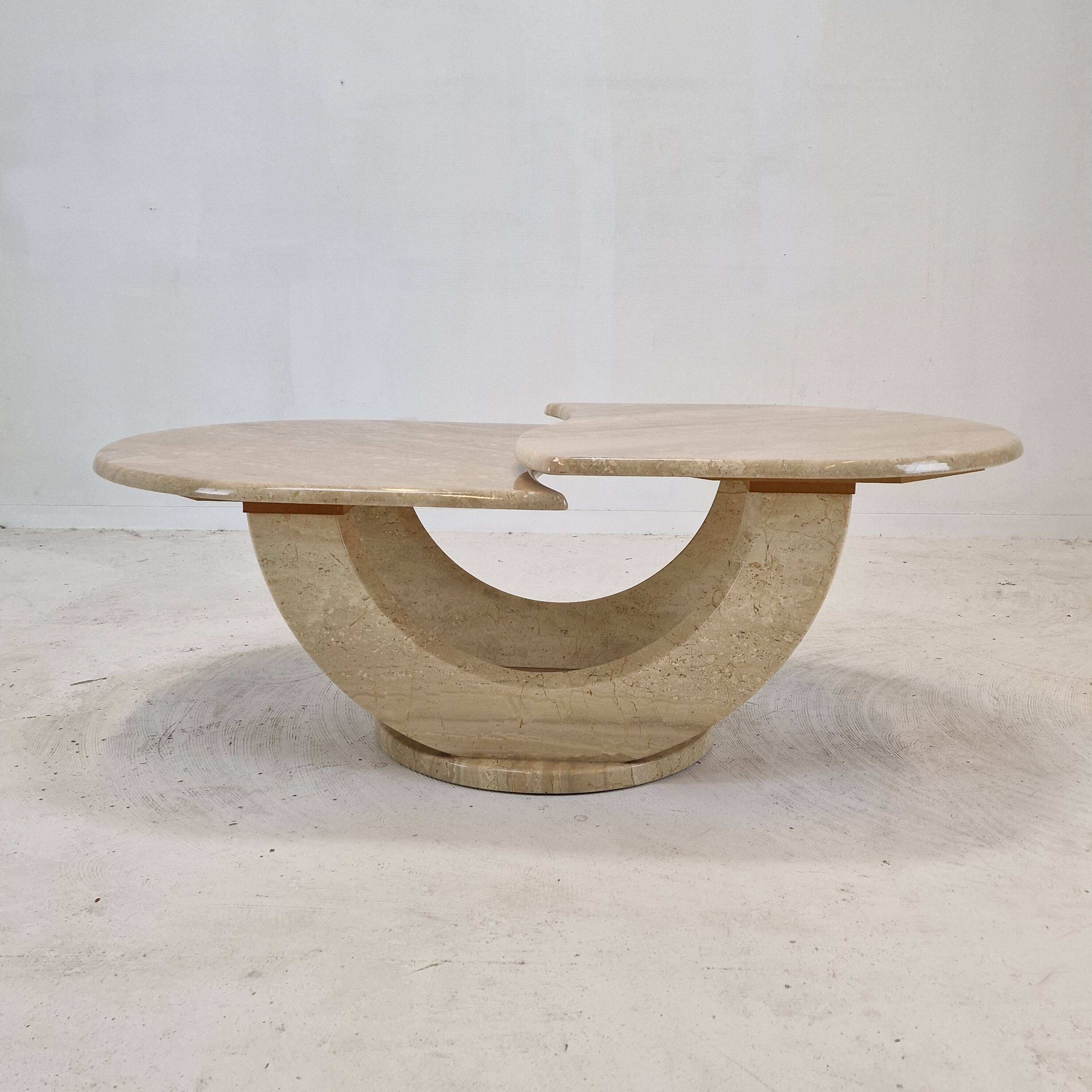 Italian travertine coffee table, 1980s