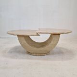 Table basse en travertin, italie, 1980s