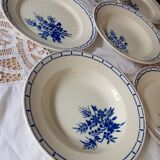 6 assiettes anciennes 1920/30 Badonviller, décor bleu