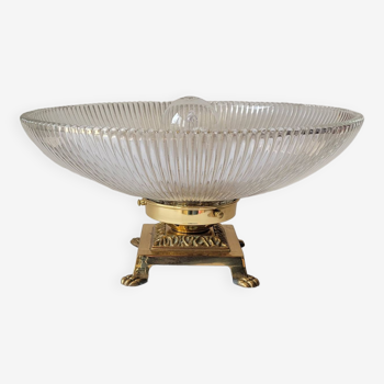 Holophane style brass and glass lamp