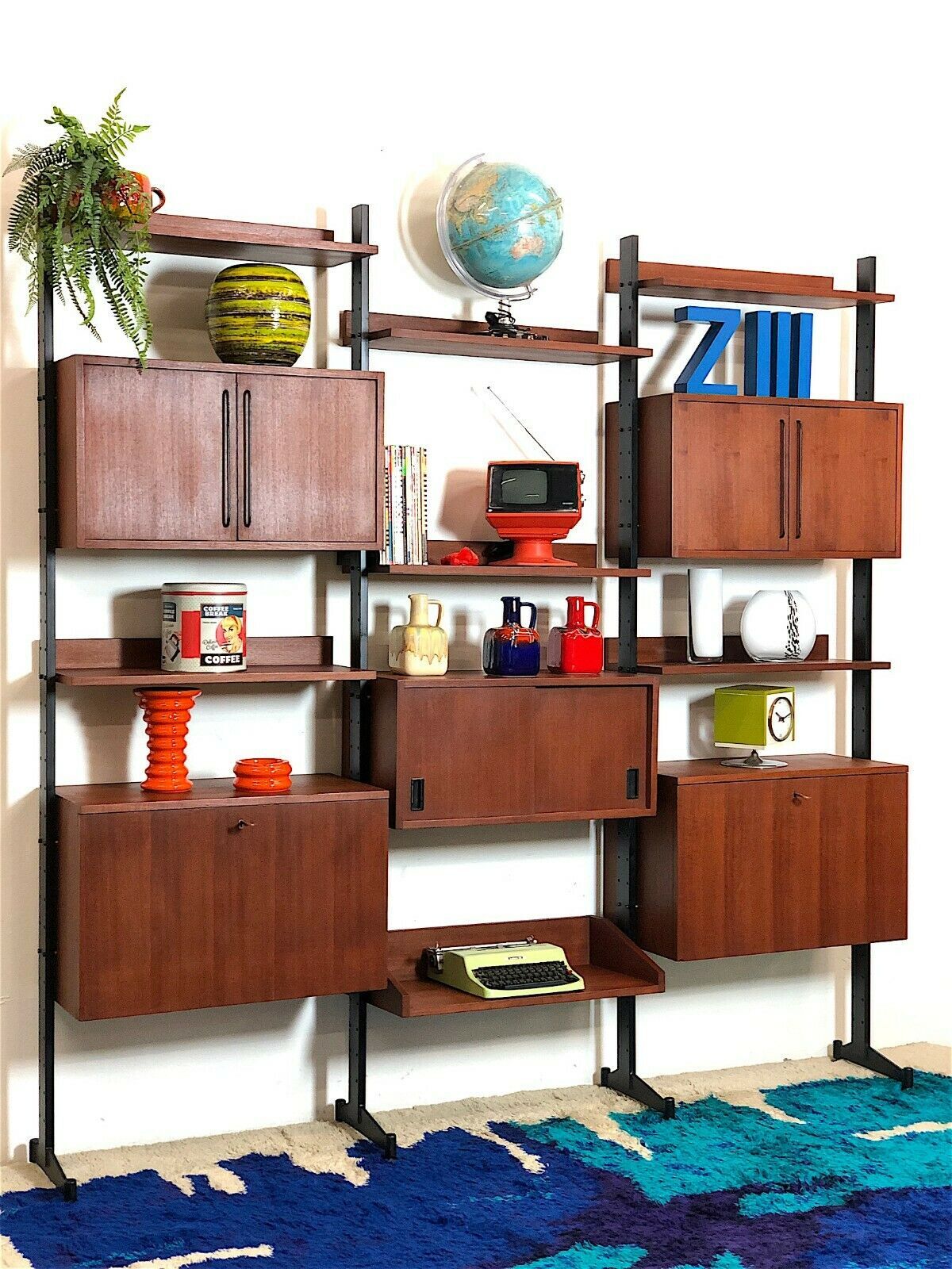 Modular storage cabinet and bookcase. Italy, 60s
