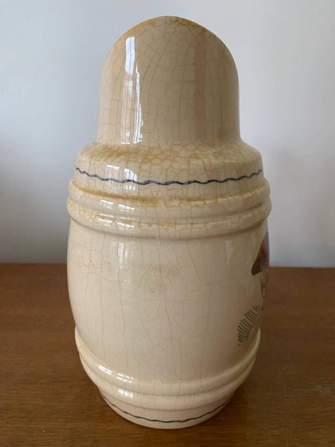 Old pitcher cazalas paule douau ceramic beige basque couple vintage