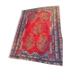 Tapis d'Orient vintage en laine noué main rouge et bleu