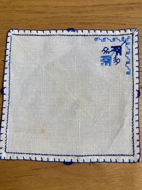 Vintage embroidered tea tablecloth