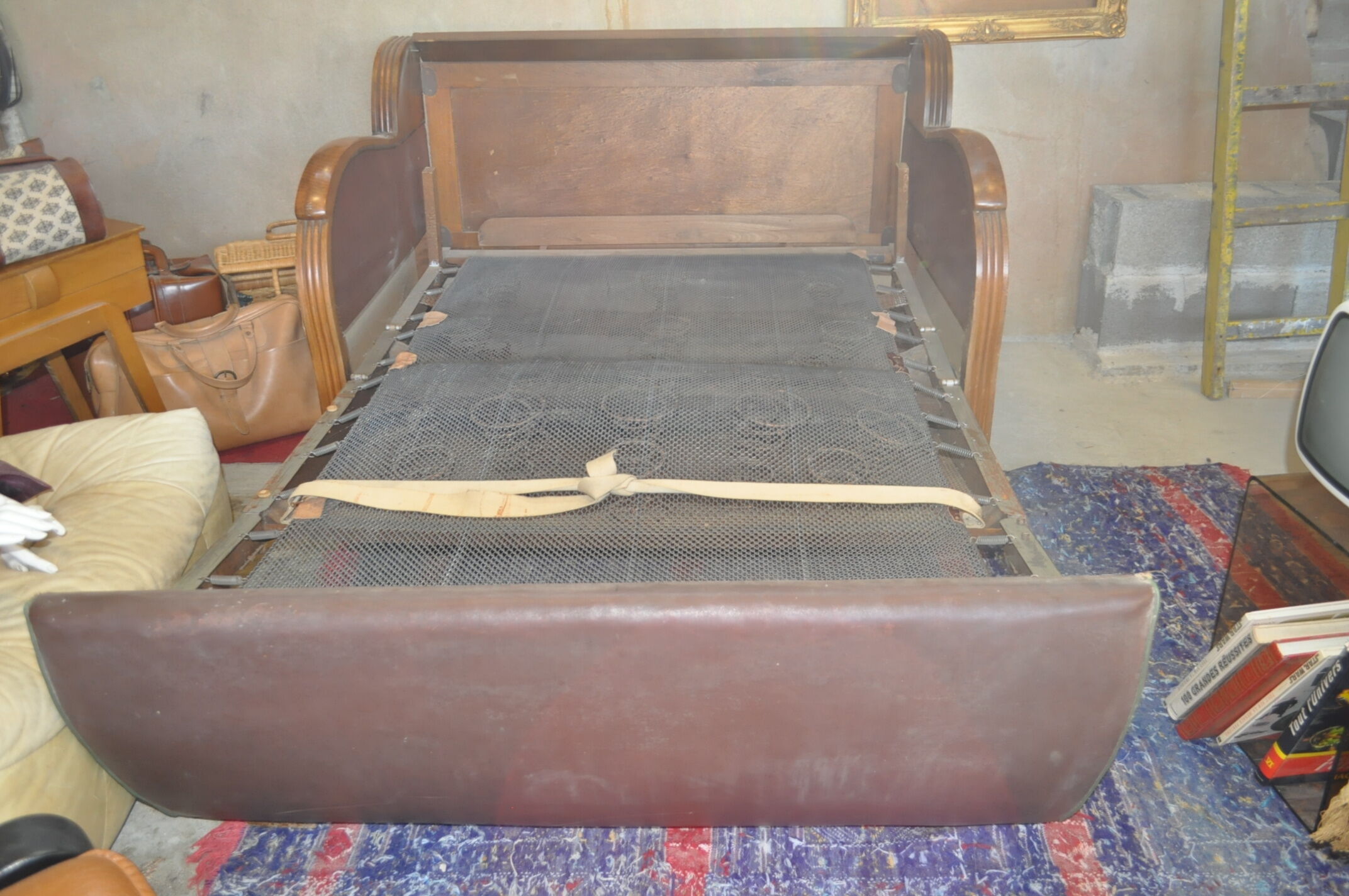 Sofa bed 50s brown skai