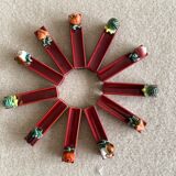 Box of 12 knife doors "vegetables" - earthenware - 8,5x2 cm