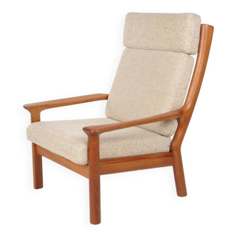Fauteuil Glostrup teck Danemark, laine, vintage