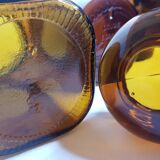 Ensemble de trois pots à café vintage en verre ambrés