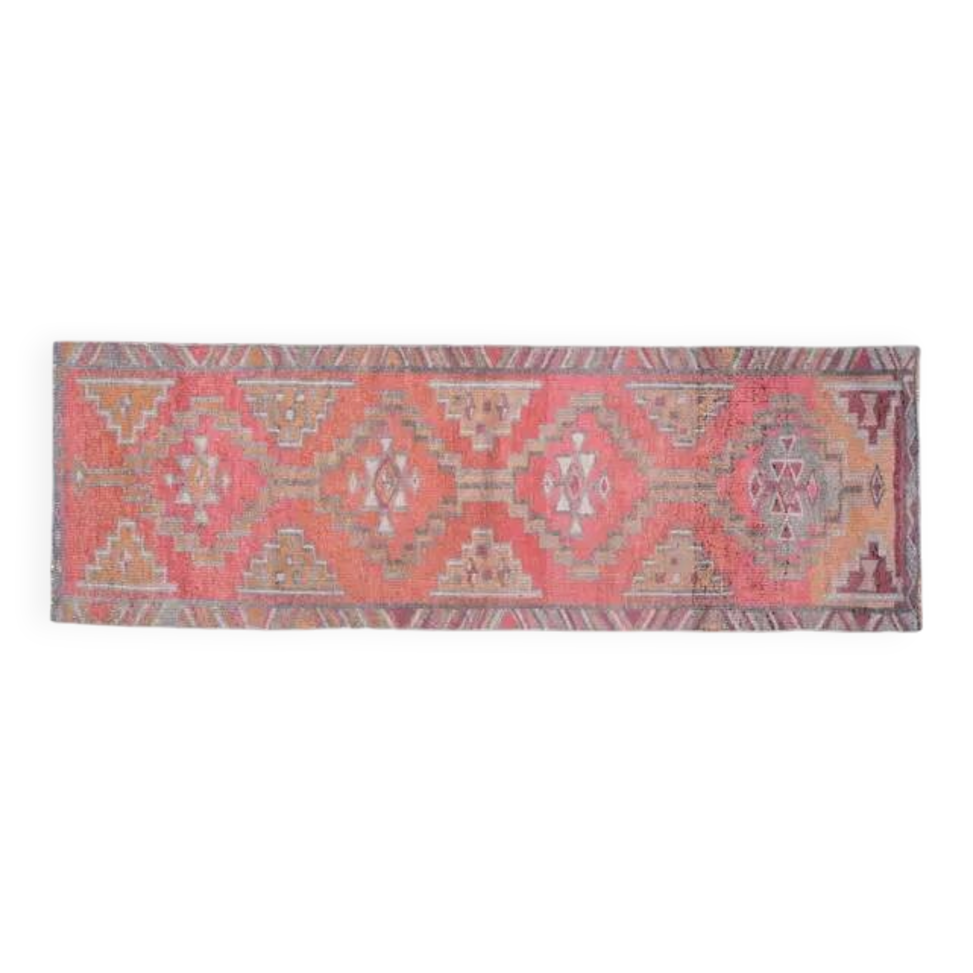 1970s Turkish Oushak Handmade Wool Cotton Orange Area Rug 86x284
