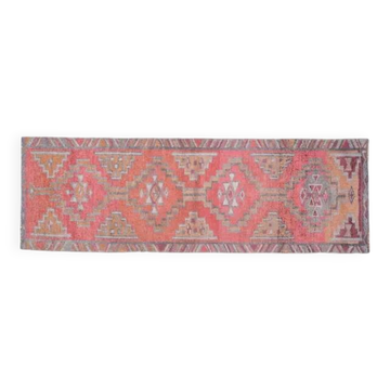 1970s Turkish Oushak Handmade Wool Cotton Orange Area Rug 86x284