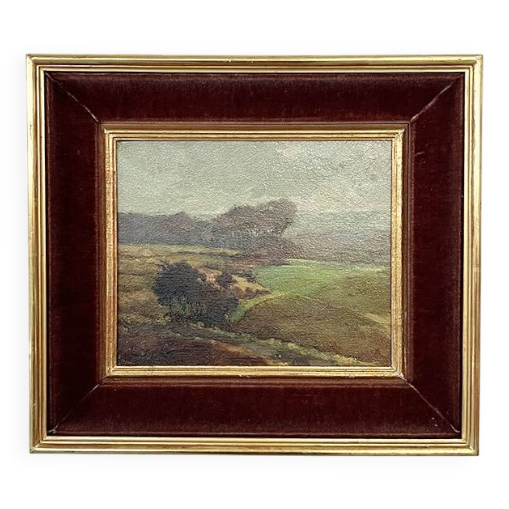 Painting “Countryside Landscape”, oil on hardboard, signed.
