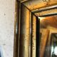 Mirror with golden mercury parquet signed david frame wood and stuck