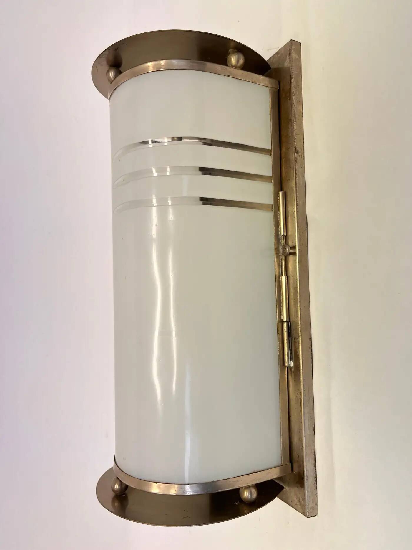 XL chrome design Bauhaus wall and glass lamp 1930s - Czechoslovakia