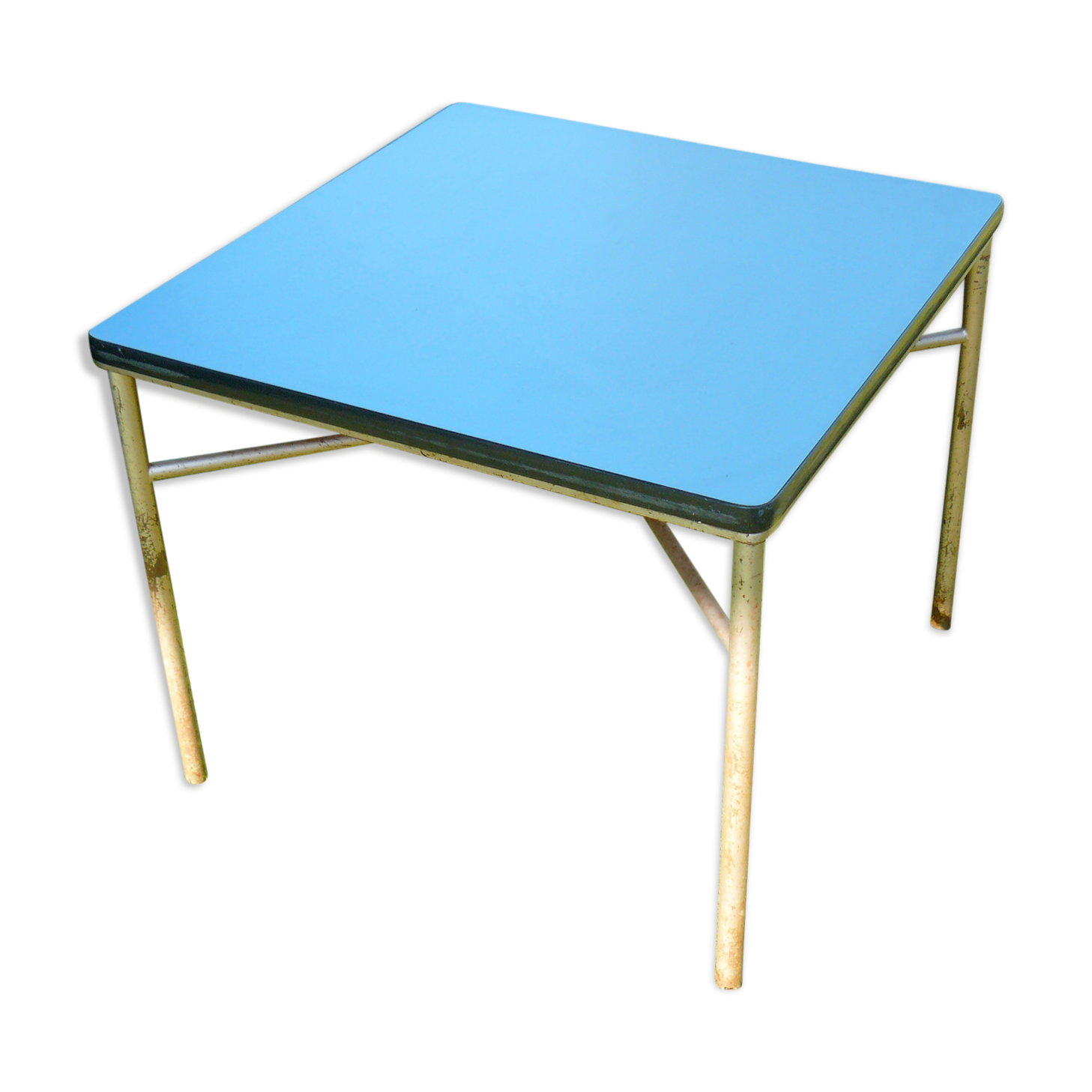 Table basse formica bleu vintage 1950-60