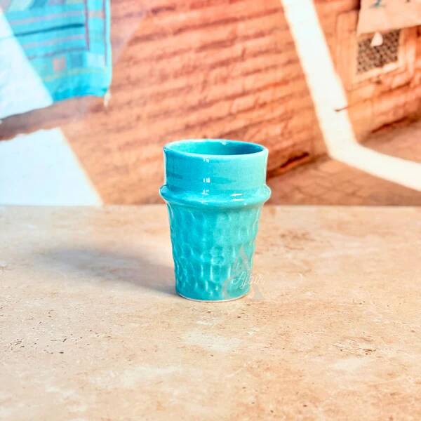 Turquoise glazed artisan ceramic glass