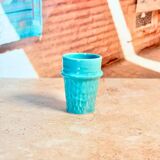 Turquoise glazed artisan ceramic glass