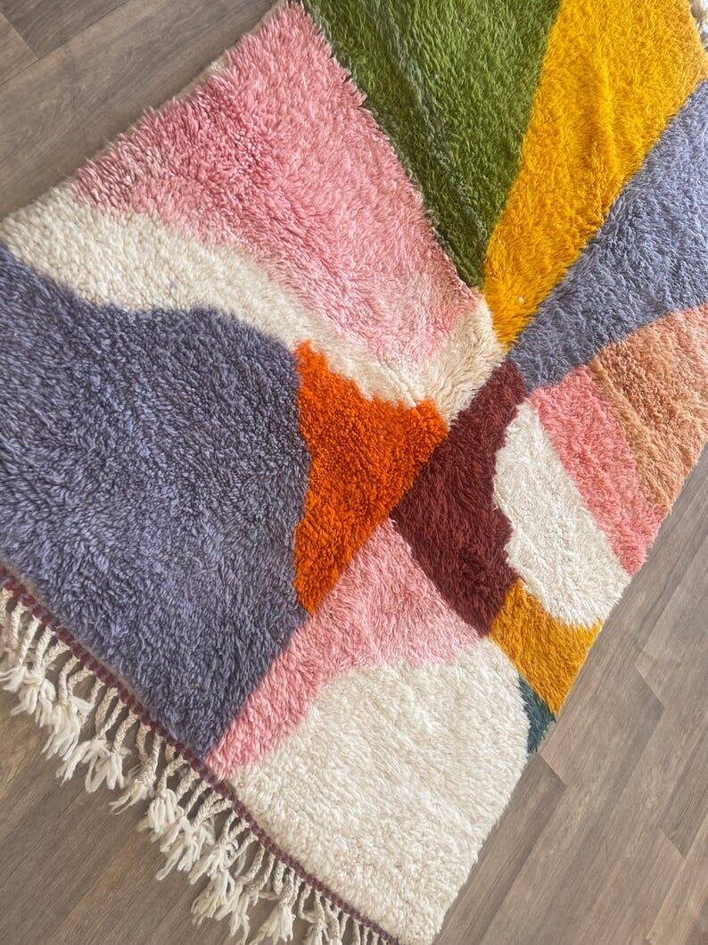 Tapis en laine pure fait main traditionnelle taille 150 x 250 cm