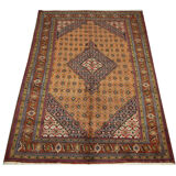 Vintage persian living room rug handwoven red wool ardebil carpet area rug- 197x292cm