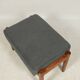 Footrest in vintage style, wooden pouffe, corduroy fabric , Graphite upholstery