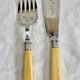 Antique Victorian fish serving cutlery, bone and silver-plated metal