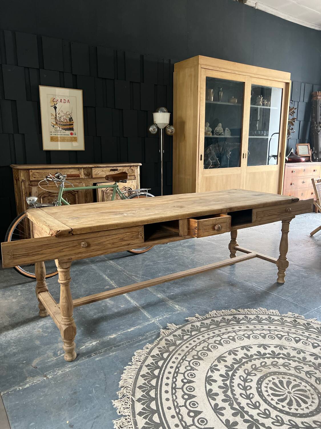 Old 19th century oak farm table