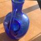 Blue blown glass ice decanter from vintage biot glassware