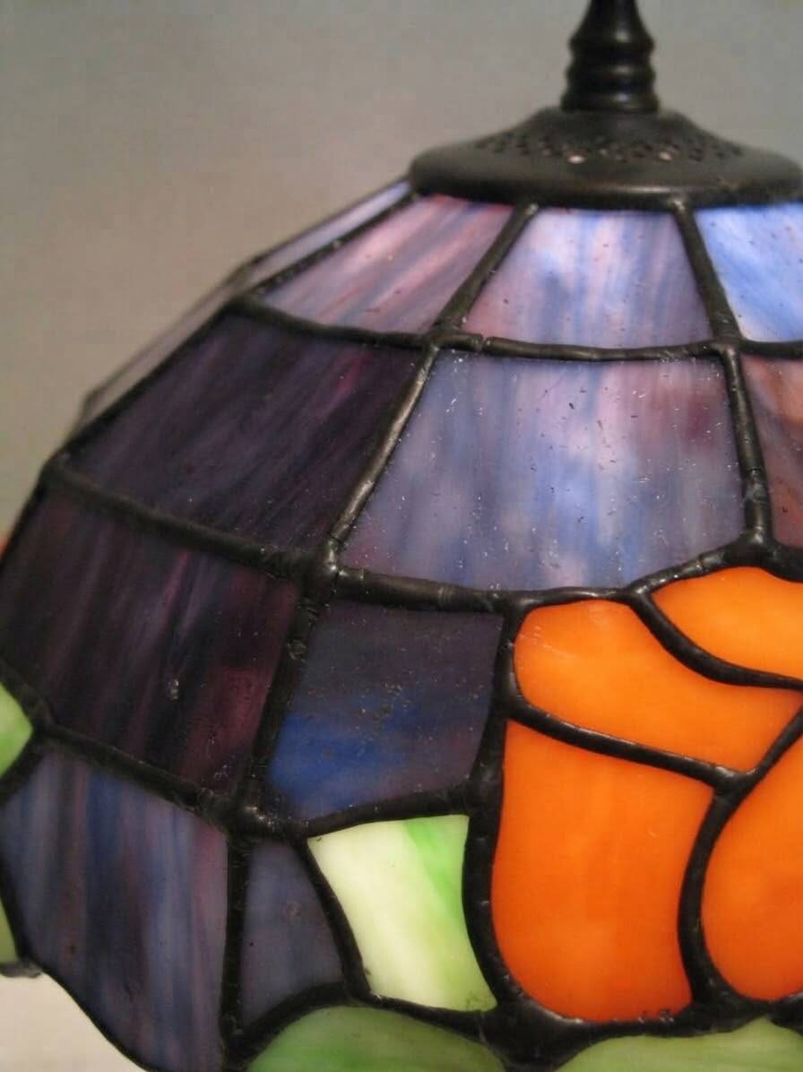 Pair of Art Nouveau Tiffany lamps with leaded glass, 1990.