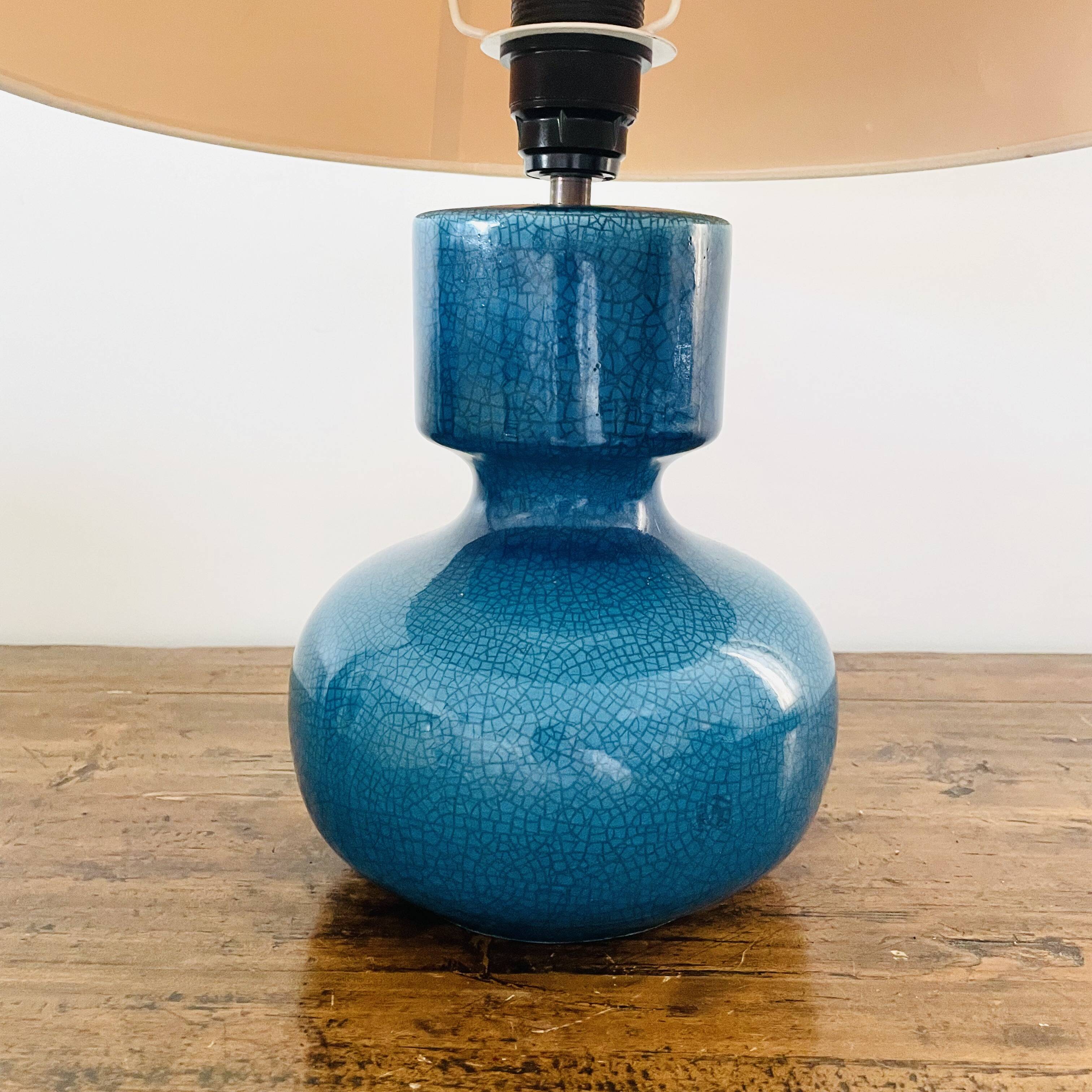 Vintage 60s lamp in cracked blue glazed ceramic – Design Space