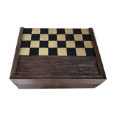 Ancien jeu bois double face damier dames échecs backgammon jouet vintage